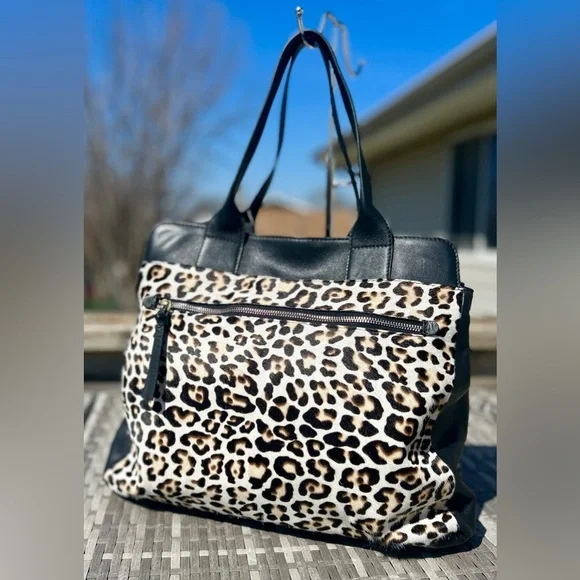 Boden Sherborne Leopard Print Cowhide Leather Tote Bag NWOT plus Dustbag - Picture 4 of 16